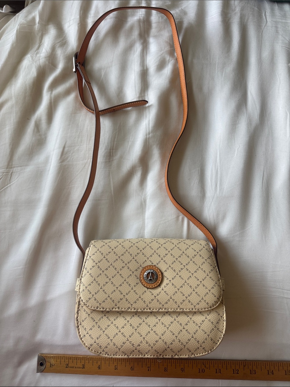 Eiffel Paris La Tour Eiffel 1887 Cream Crossbody Purse Adjustable Strap
